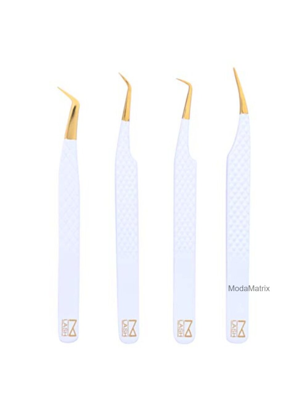 Lash Extension Tweezers Set 4 Pc Japanese Steel Diamond Grip Fiber Tip